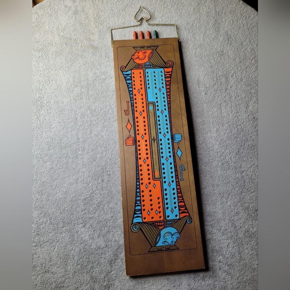 Vintage Jack of Diamonds Cribbage Board Wooden Stancraft Large 24" MCM
